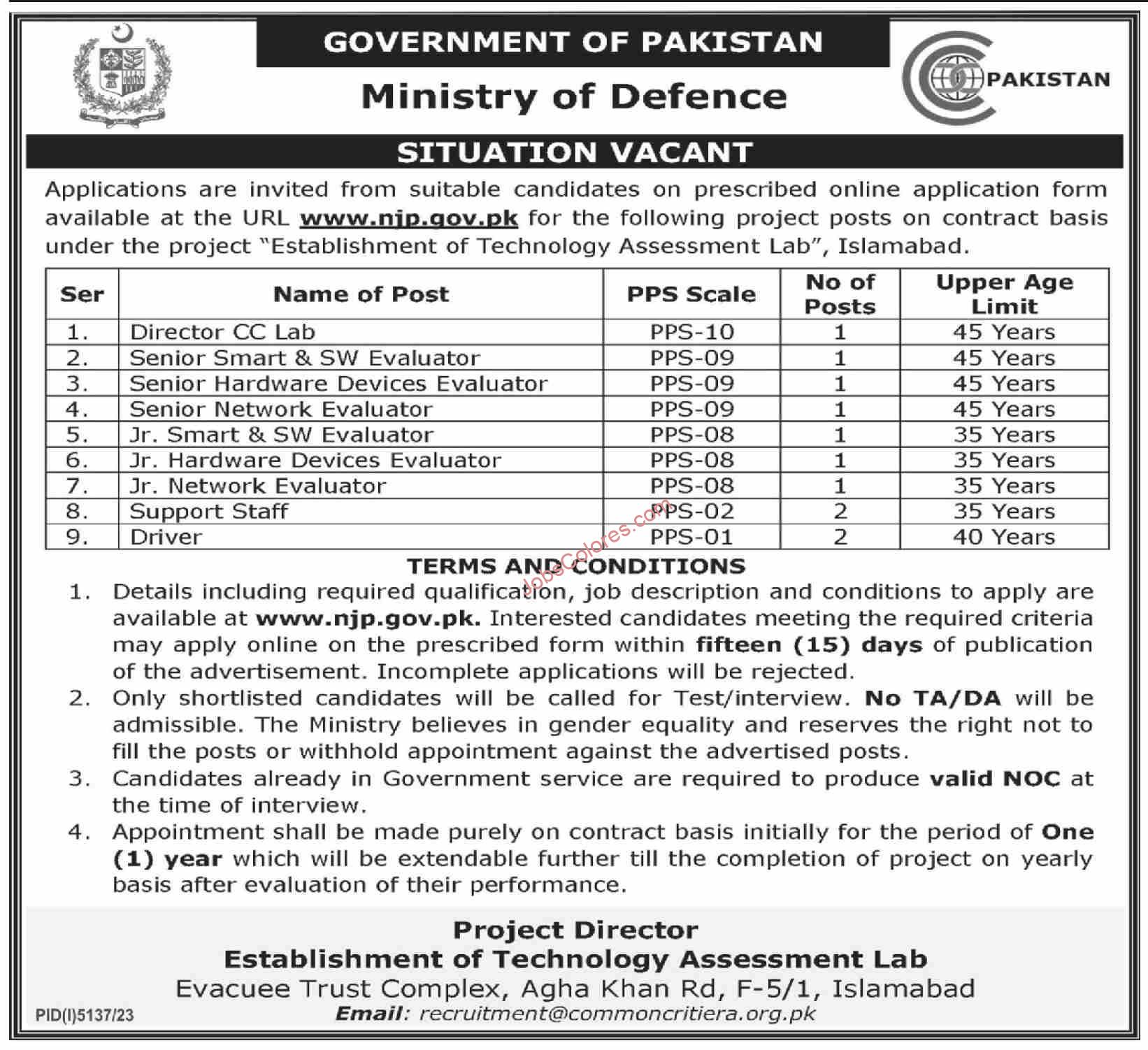 Ministry of Defence Islamabad Jobs 2024