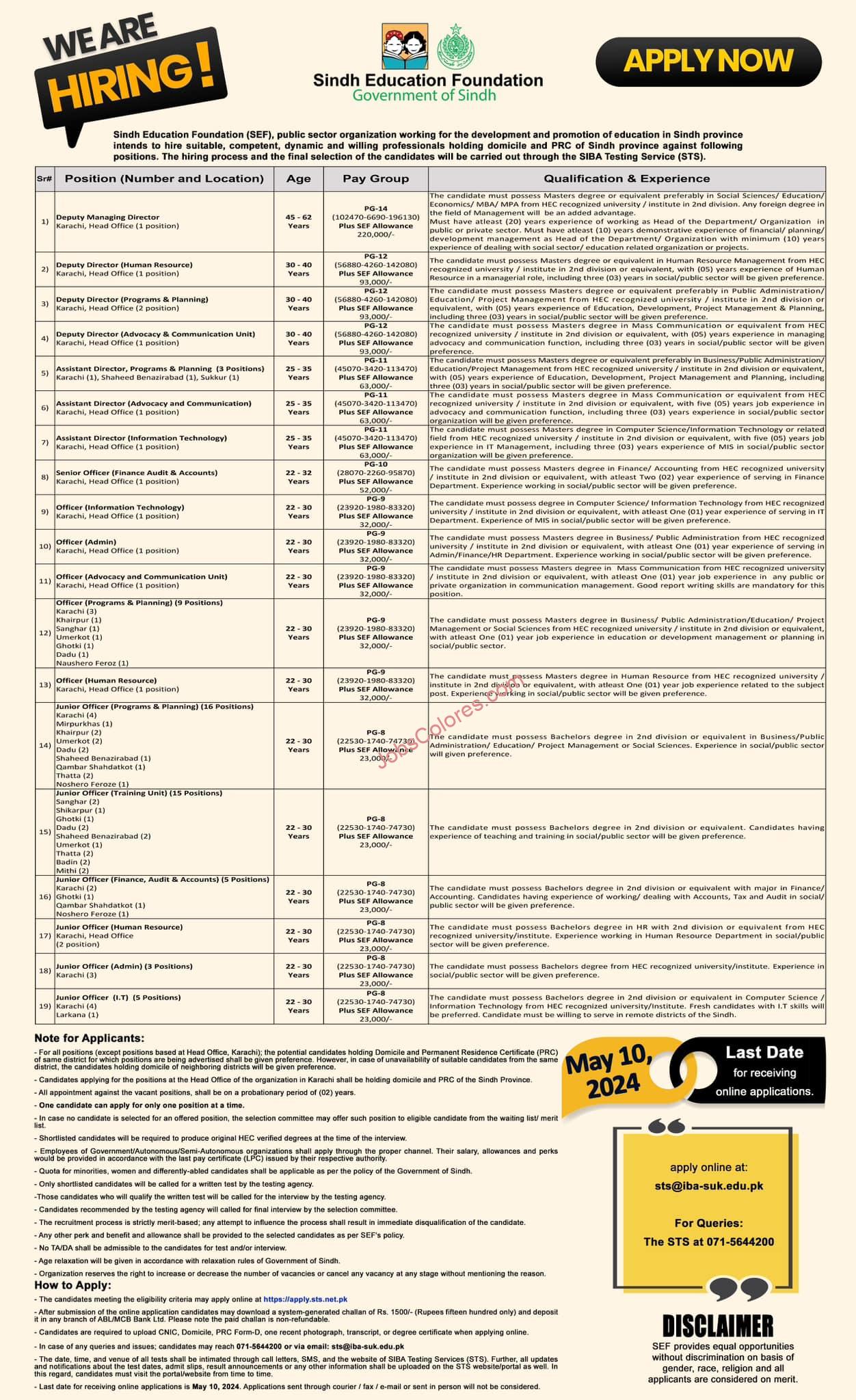 Sindh Education Foundation Jobs 2024